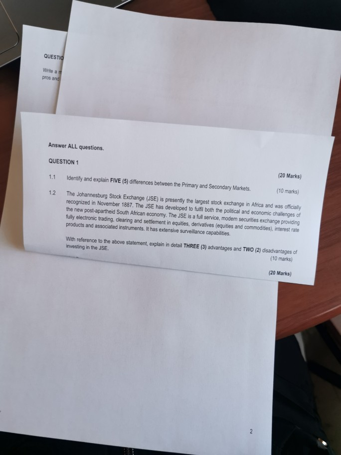  QUESTIO Write a pros and Answer ALL questions. QUESTION 1 1.1