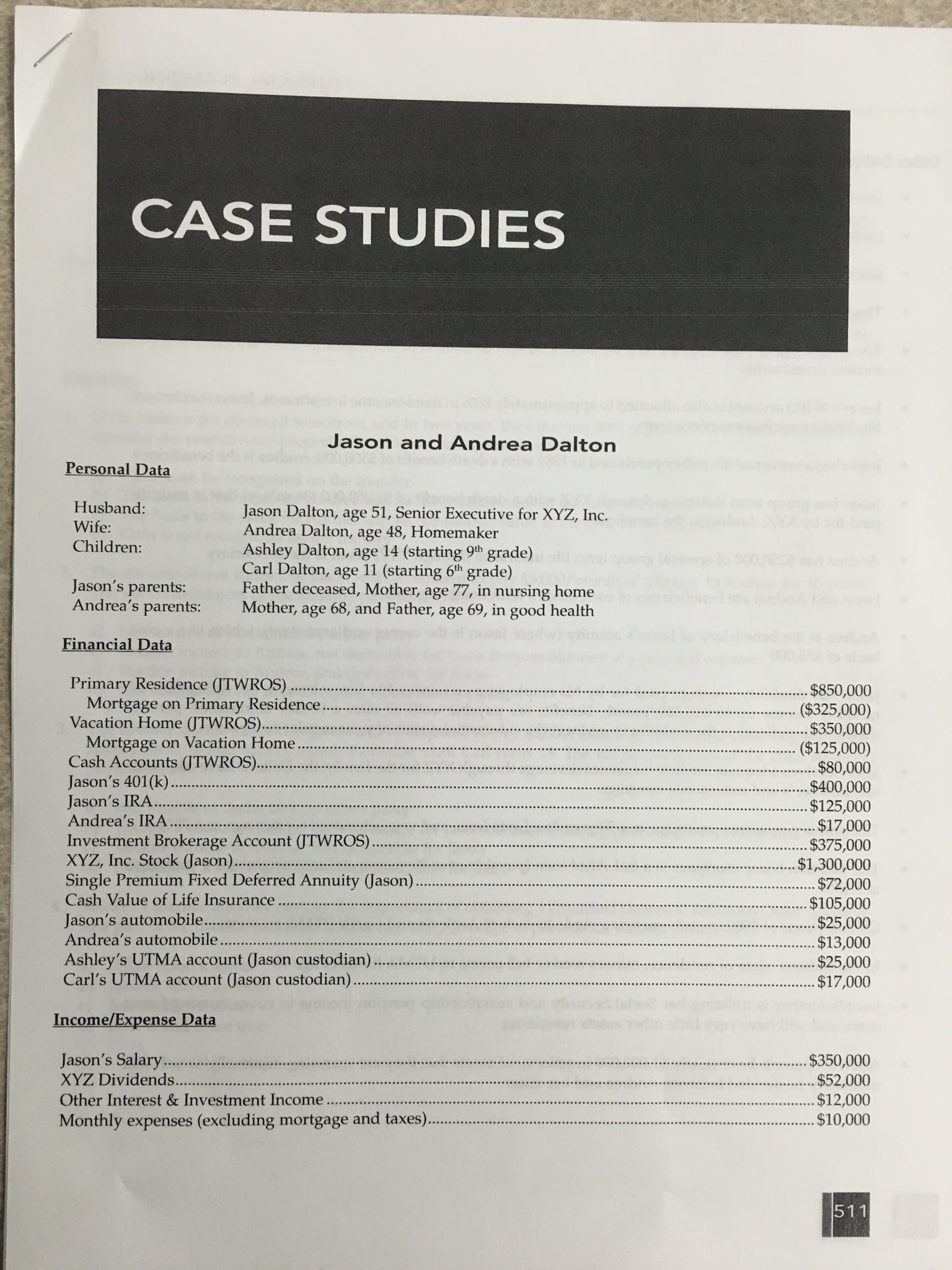I need all work shown in how to calculate CASE STUDIES Jason