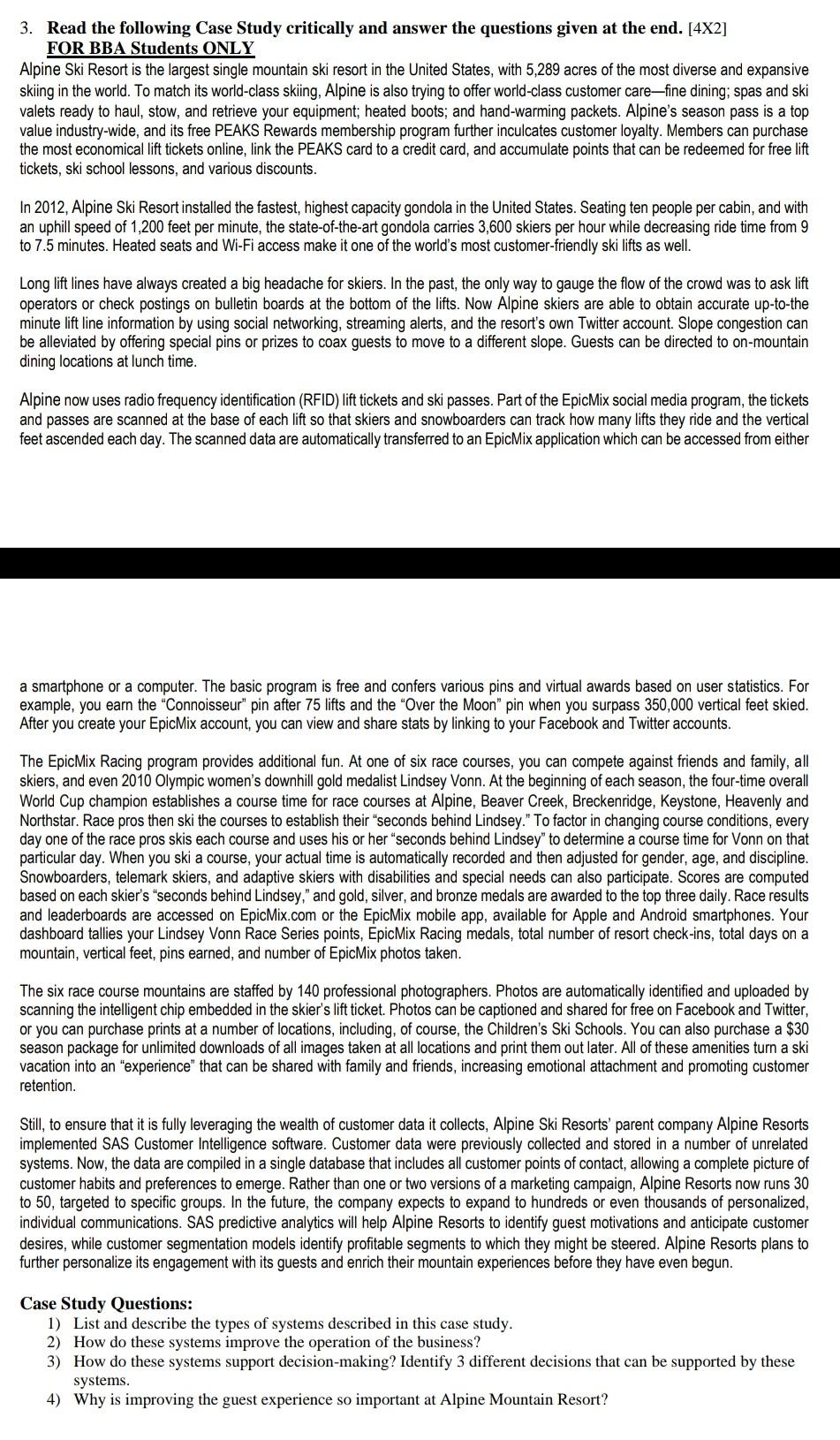 3. Read the following Case Study critically and answer the questions