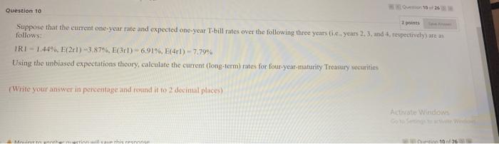 pleas help Que 125 Question 10 2 points Suppose that the current