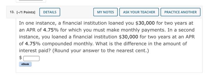  13. (-/1 Points) DETAILS MY NOTES ASK YOUR TEACHER PRACTICE ANOTHER