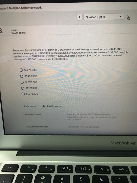  Determine the common stock for Bertinelli Corp. based on the following