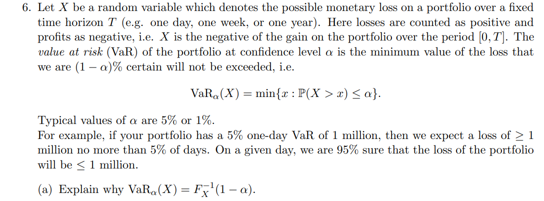  Let x be a random variable which denotes the possible monetary