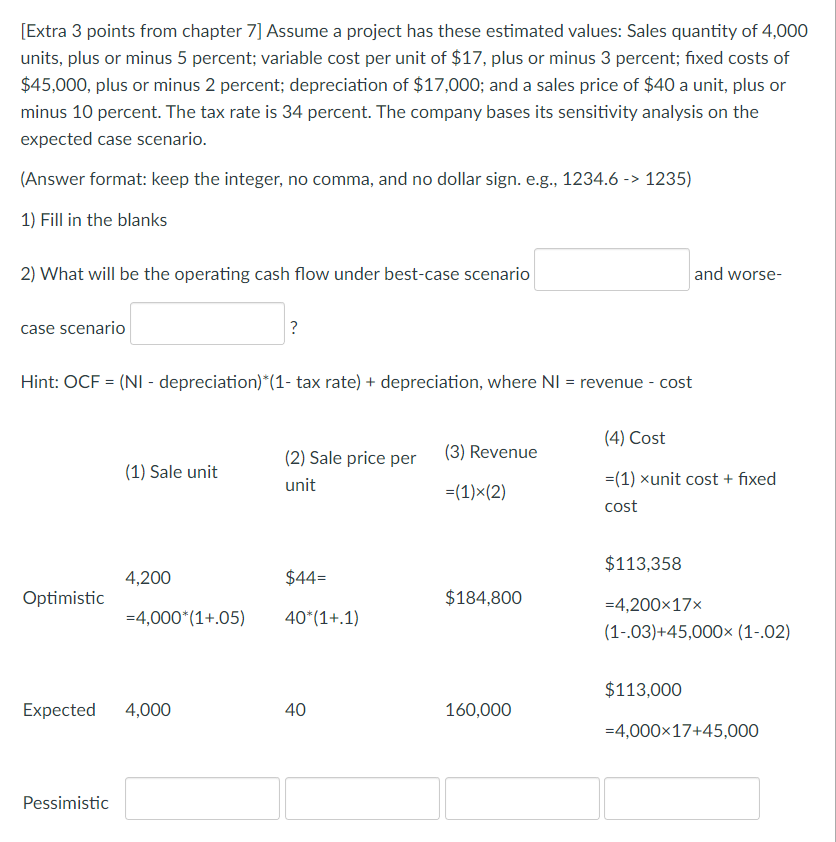  [Extra 3 points from chapter 7] Assume a project has these
