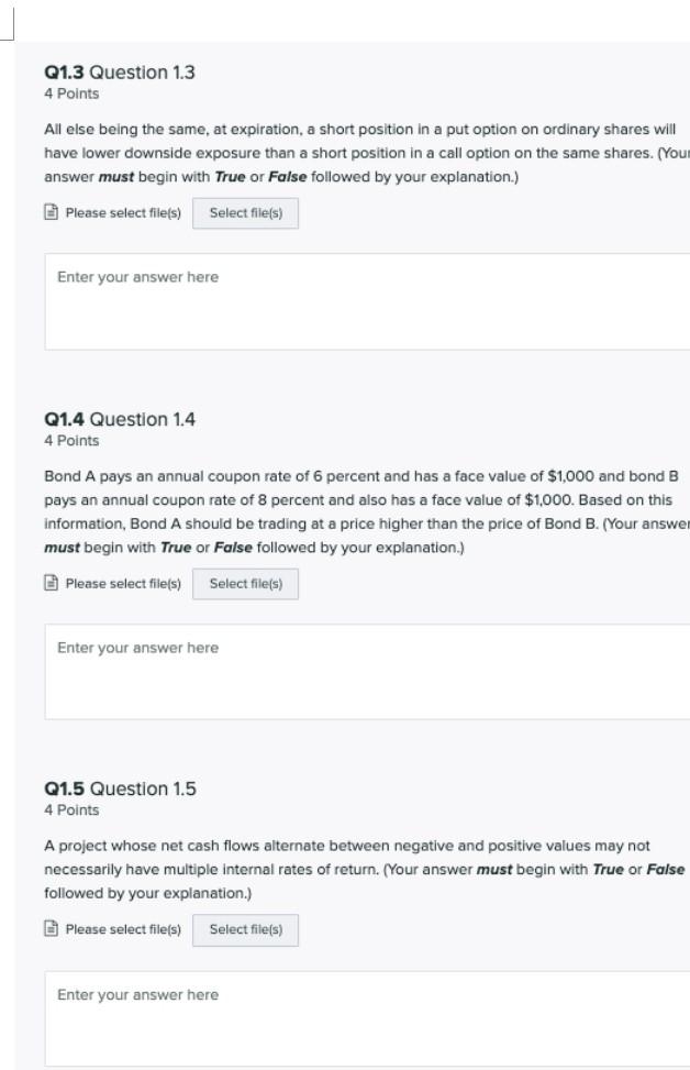  Q1.3 Question 1.3 4 Points All else being the same, at