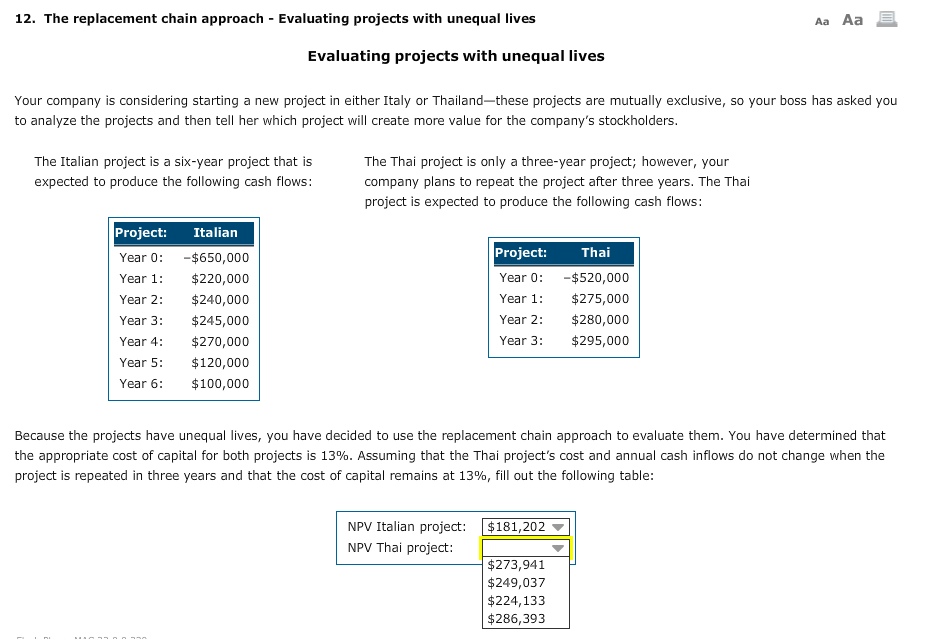  12. The replacement chain approach - Evaluating projects with unequal lives