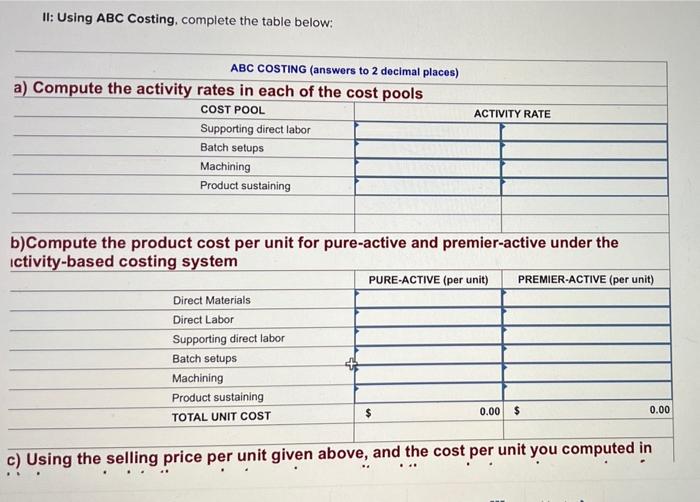 Active Data concerning these two product Ines appear below Pure-Active Premier Active