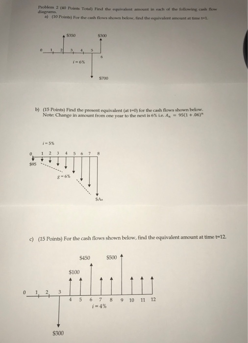  Problem 2 (40 Points Total) Find the equivalent amount in each