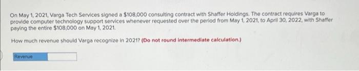  On May 1, 2021, Varga Tech Services signed a $108,000 consulting