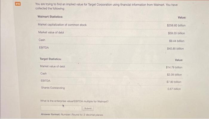please help You are trying to find an implied value for Tarcet
