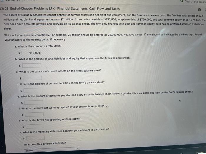  Search this course Ch 03- End-of-Chapter Problems LPK - Financial Statements,