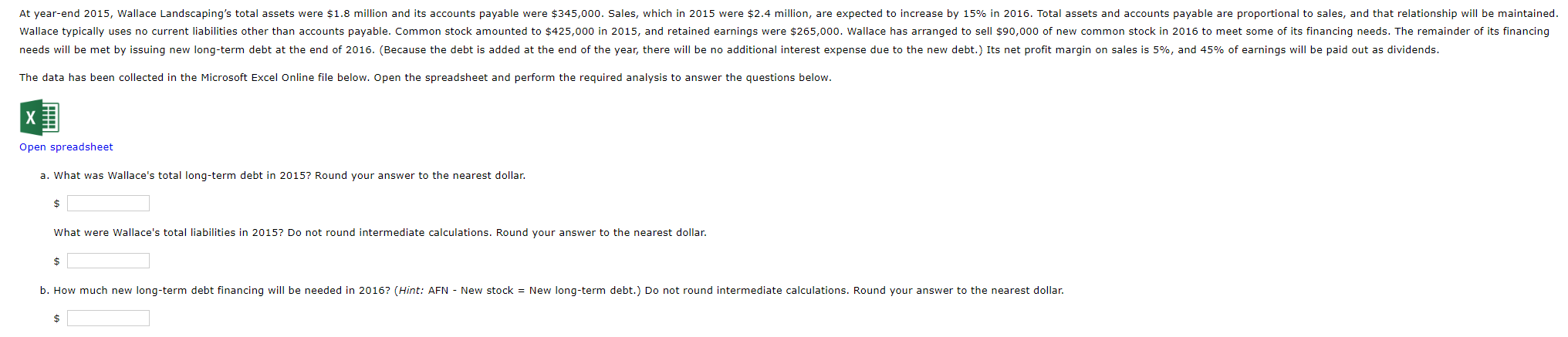 The data has been collected in the Microsoft Excel Online file