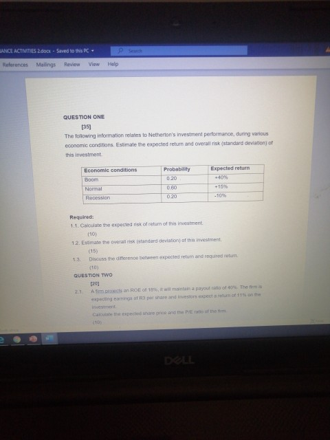 Please work out question 1, from 1.1 to 1.3 LANCE ACTIVITIES