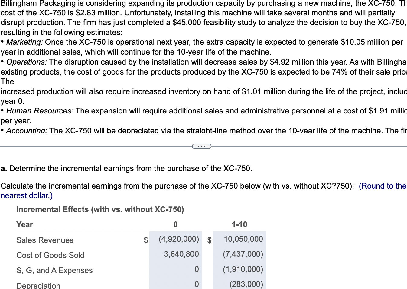 Please Answer Billingham Packaging is considering expanding its production capacity by purchasing