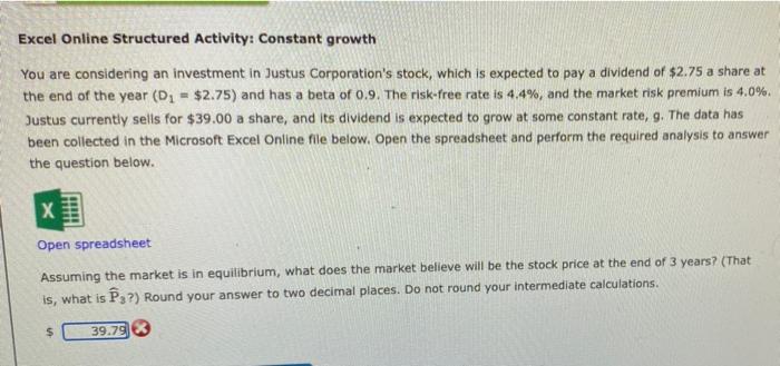 please show work and use excel please.. the answer is not 39.79
