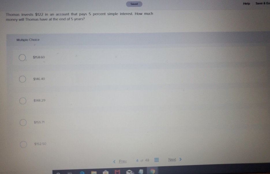 Saved Help Save & B Thomas invests $122 in an account