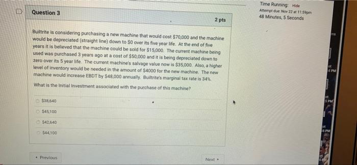  Question 3 Time Running Hide Attempt de Nov 22 at 11:59pm
