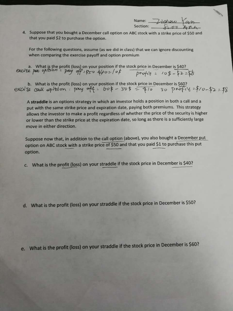  plz help me answer questions a to e . Name Section