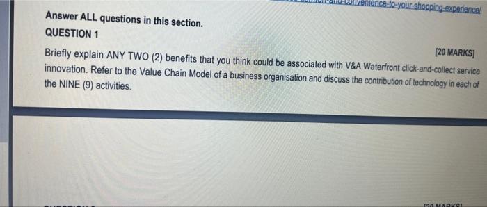  Answer ALL questions in this section. QUESTION 1 [20 MARKS] Briefly