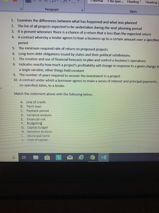  Normal No Spac... Heading 1 Heading 2 Paragraph Styles 1. Examines