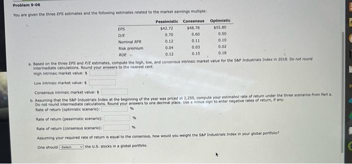  PLEASE ANSWER ALL QUESTIONS You are given the three EPS estimates