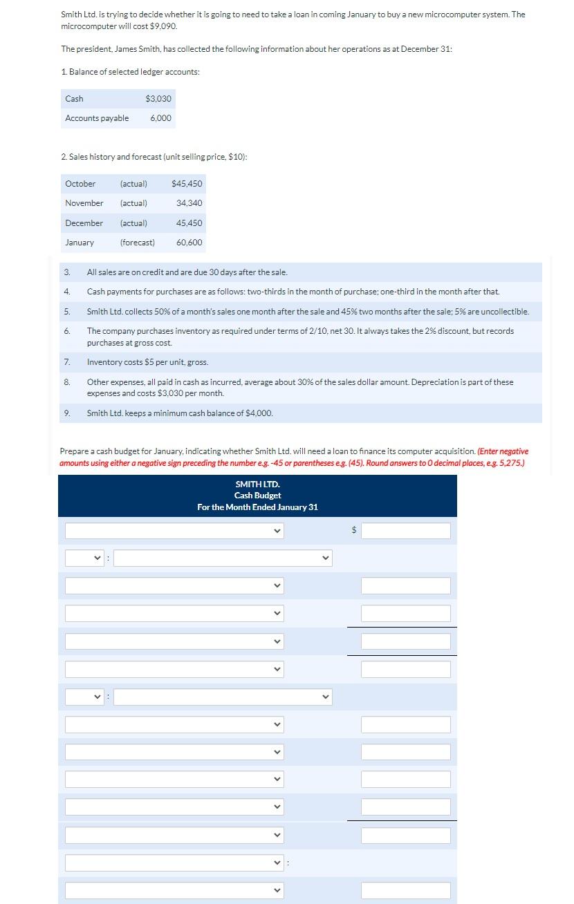  Share the steps pls Smith Ltd. is trying to decide whether