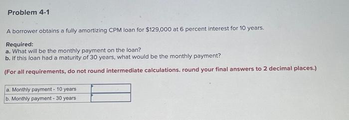  A borrower obtains a fully amortizing CPM loan for $129,000 at