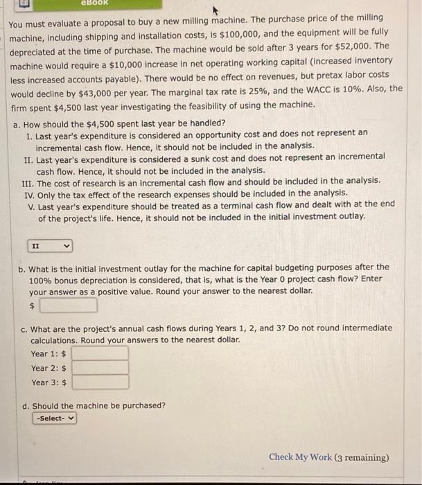 new Project analysis You must evaluate a proposal to buy a new