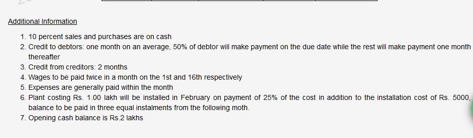 answer in the Text-Field given below. From the following particulars prepare monthly