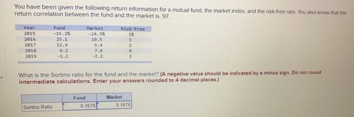 You have been given the following return information for a mutual