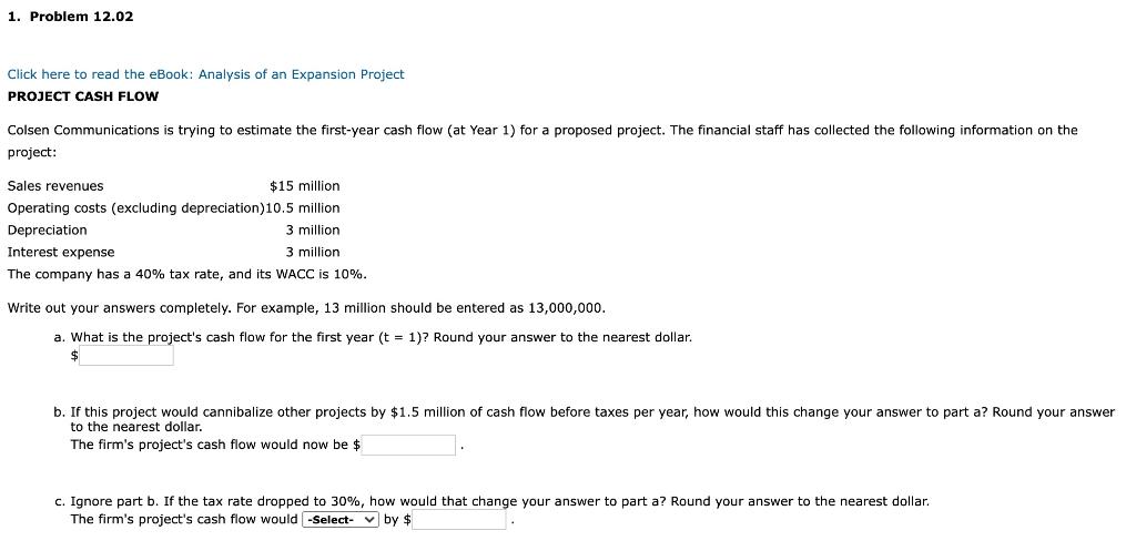  1. Problem 12.02 Click here to read the eBook: Analysis of