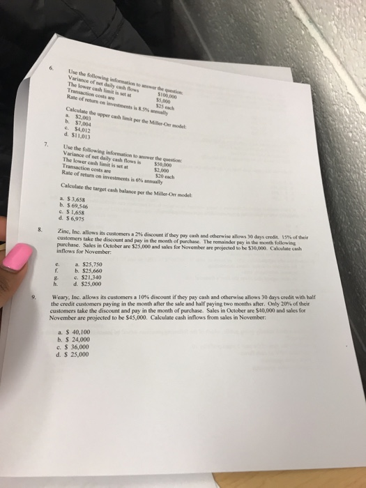  6 Use the following information to answer the question Variance of