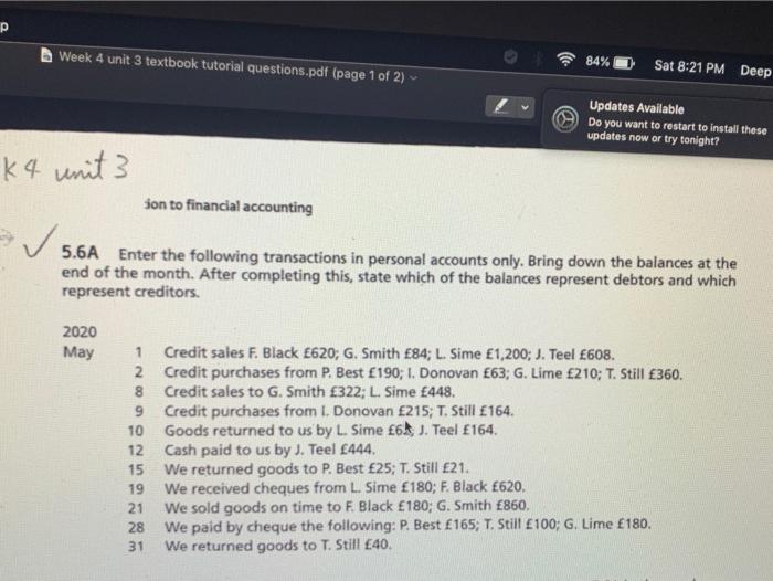  financial accounting , provide step Week 4 unit 3 textbook tutorial