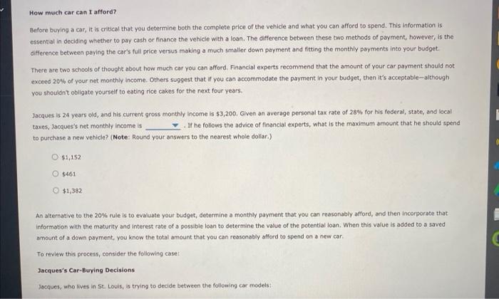 please answer ASAP How much car can I afford? Before buying a