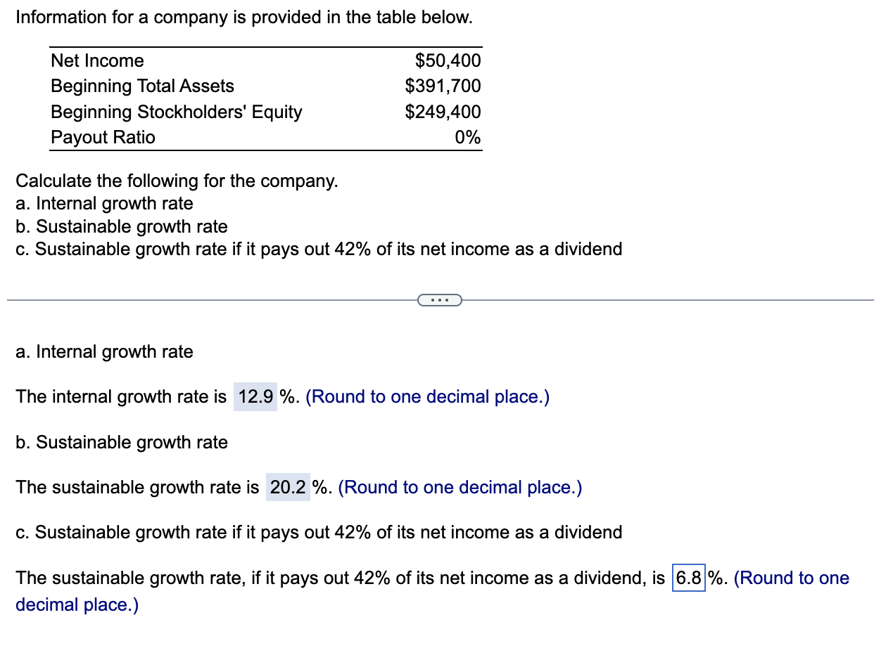 ANSWER QUESTION C PLEASE Information for a company is provided in the