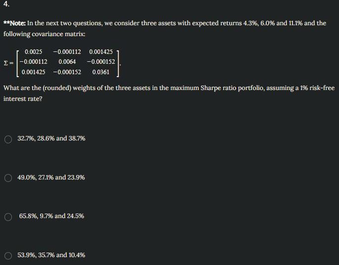  4. ** Note: In the next two questions, we consider three