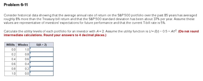  Problem 6-11 Consider historical data showing that the average annual rate