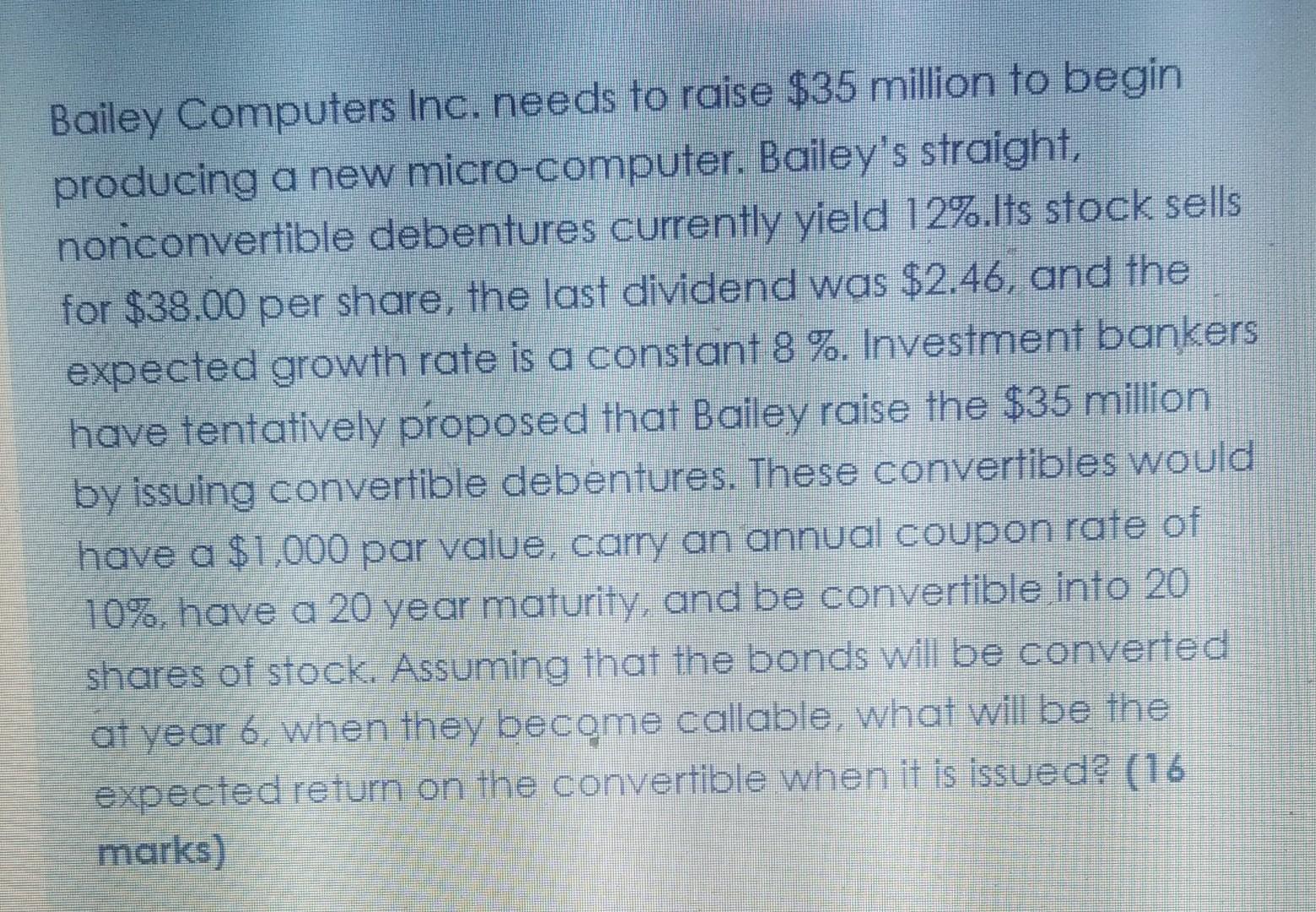 Bailey Computers Inc. needs to raise $35 million to begin producing