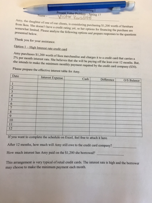  Thank you! Recounting Present Value Problem 17 ing Amy, the daughter