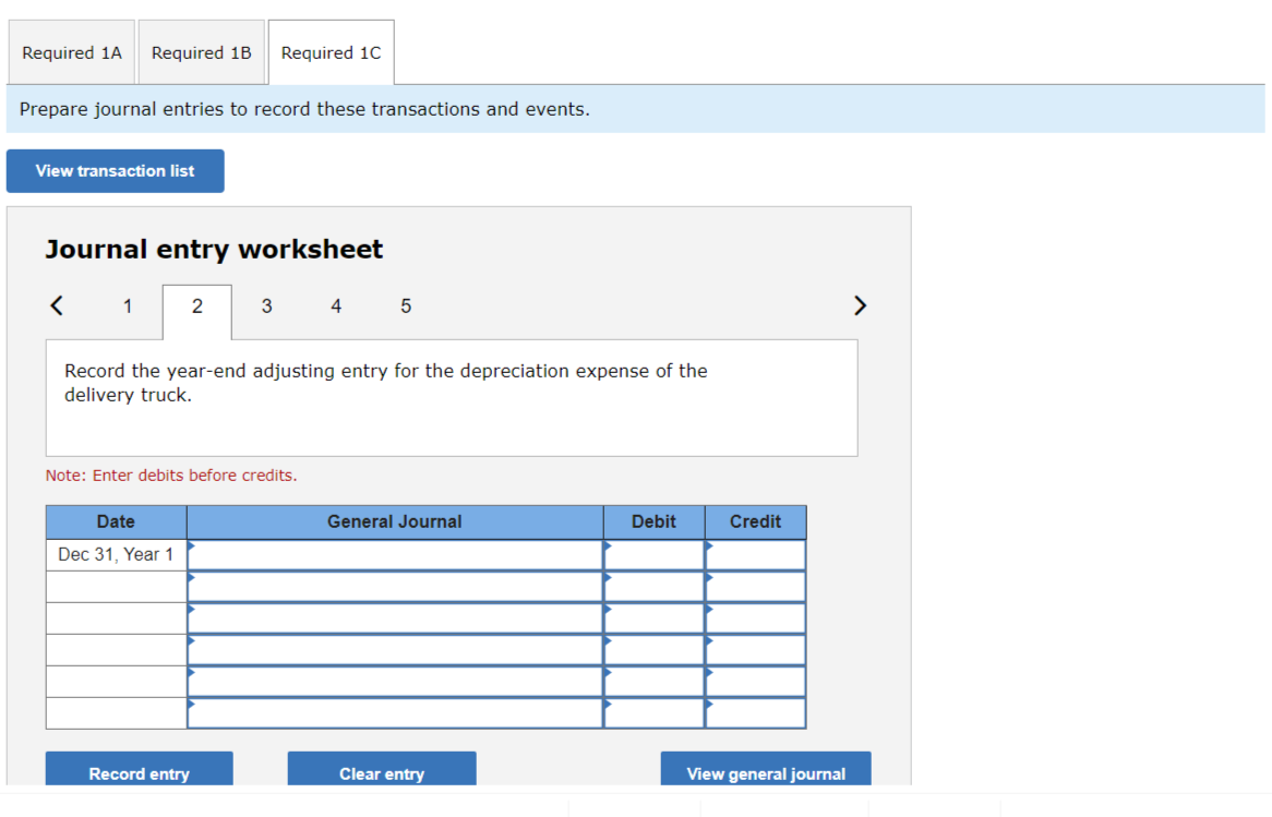 five-year life and a $2,000 salvage value. Delivery truck costs are recorded
