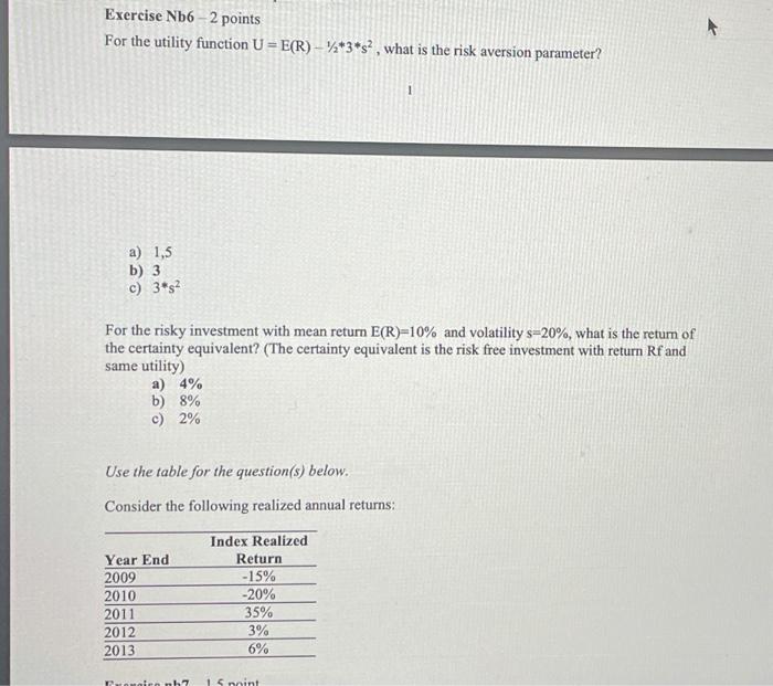 exercice 5 : Exercise Nb6 2 points For the utility function U