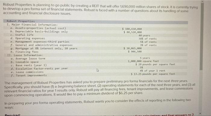  Robust Properties is planning to go public by creating a REIT