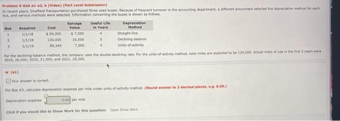  please do all wrong Problem 9-02A al-2, (Video) (Part Level Submission)