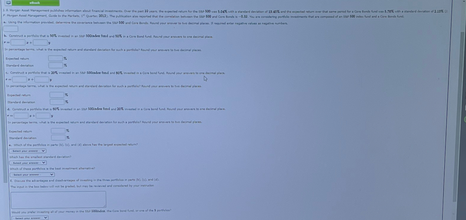  b. Construct a portfolo that in 50% invested in an SBp