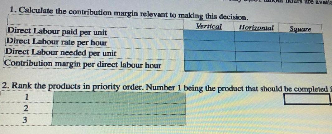 following information has been Vertical $ 60 Horizontal $ 90 Square $