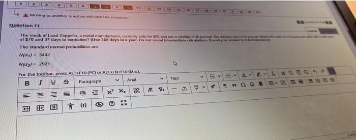  Moving to another question will save this response, Question 11 The