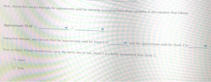 stock price 2. dividends/increase in stock price 3. Forecasting stock value Understanding