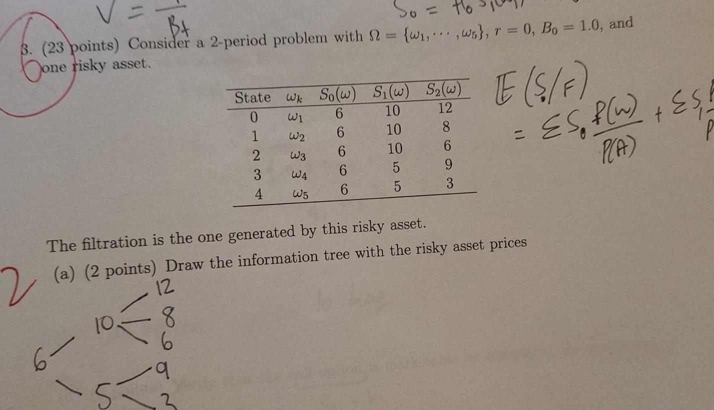 V . Bt So= to B. (23 points) Consider a 2-period