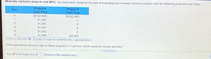internal rate of return calculations) You are considering a project with an