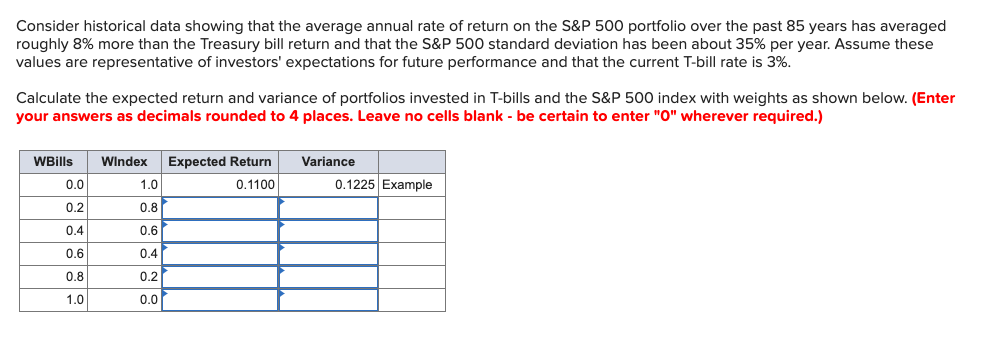  Consider historical data showing that the average annual rate of return